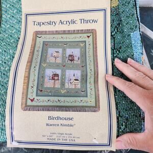 Warren Kimble "Birdhouse" 50" X 60" Classic Woven Throw Blanket Birds Floral
